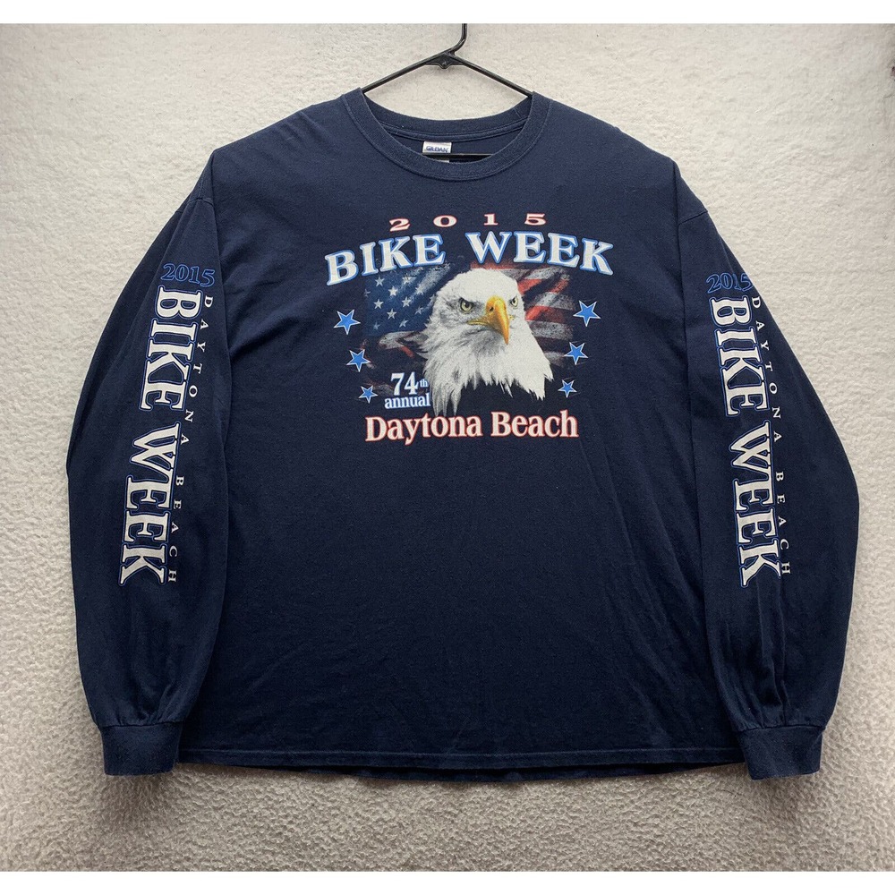2015 Daytona Bike Week T-Shirt Mens 2XL XXL Patriotic Bald Eagle Flag Motorcycle